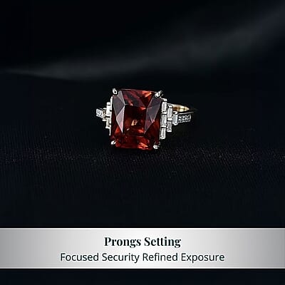 10K Yellow Gold AAA Ceylon Hessonite Garnet, Luxuriant Lab Grown Diamond (E-F, VS) (0.15 cts) Saffron Dominion Ring (Size 10.0) (4.60 g) (Del. in 8-10 Days) 9.25 ctw