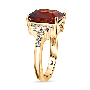 AAA Ceylon Honey Garnet, Lab Grown Diamond Crown Royale Ring in 10K Yellow Gold 9.25 ctw (Size 6.0)