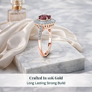 AAA Ceylon Honey Garnet, Lab Grown Diamond Crown Royale Ring in 10K Yellow Gold 9.25 ctw (Size 7.0)