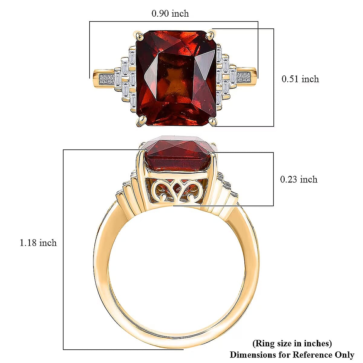 AAA Ceylon Honey Garnet, Lab Grown Diamond Crown Royale Ring in 10K Yellow Gold 9.25 ctw (Size 8.0) image number 5