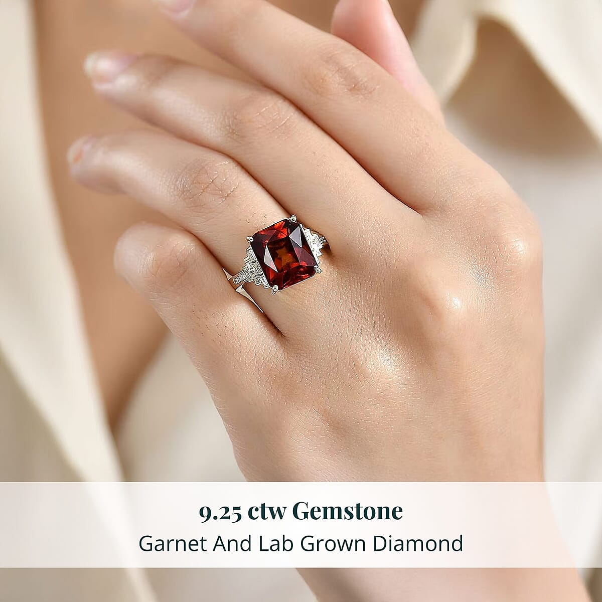 AAA Ceylon Honey Garnet, Lab Grown Diamond Crown Royale Ring in 10K Yellow Gold 9.25 ctw (Size 9.0) image number 1