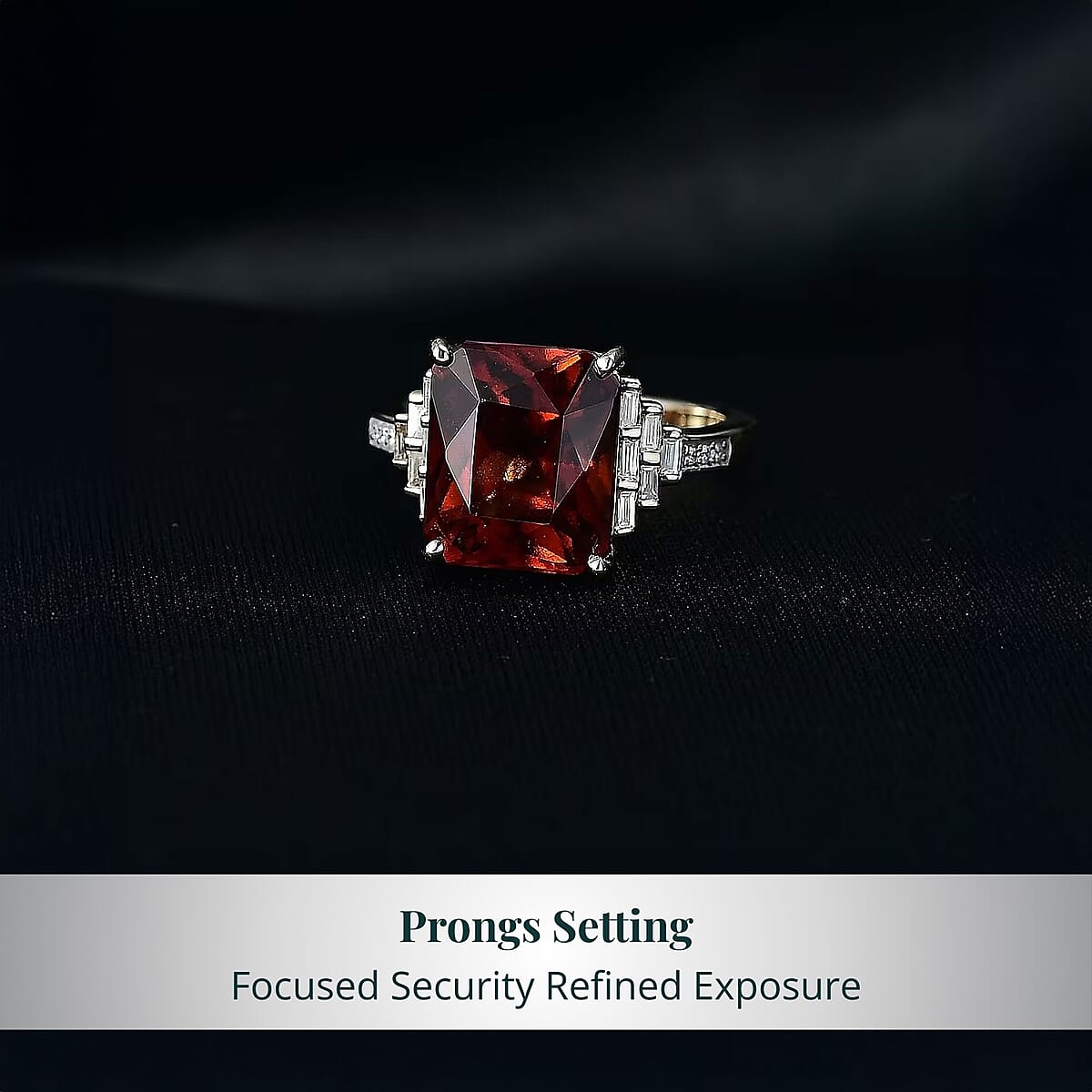 AAA Ceylon Honey Garnet, Lab Grown Diamond Crown Royale Ring in 10K Yellow Gold 9.25 ctw (Size 9.0) image number 3