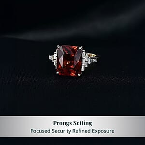 AAA Ceylon Honey Garnet, Lab Grown Diamond Crown Royale Ring in 10K Yellow Gold 9.25 ctw (Size 9.0)