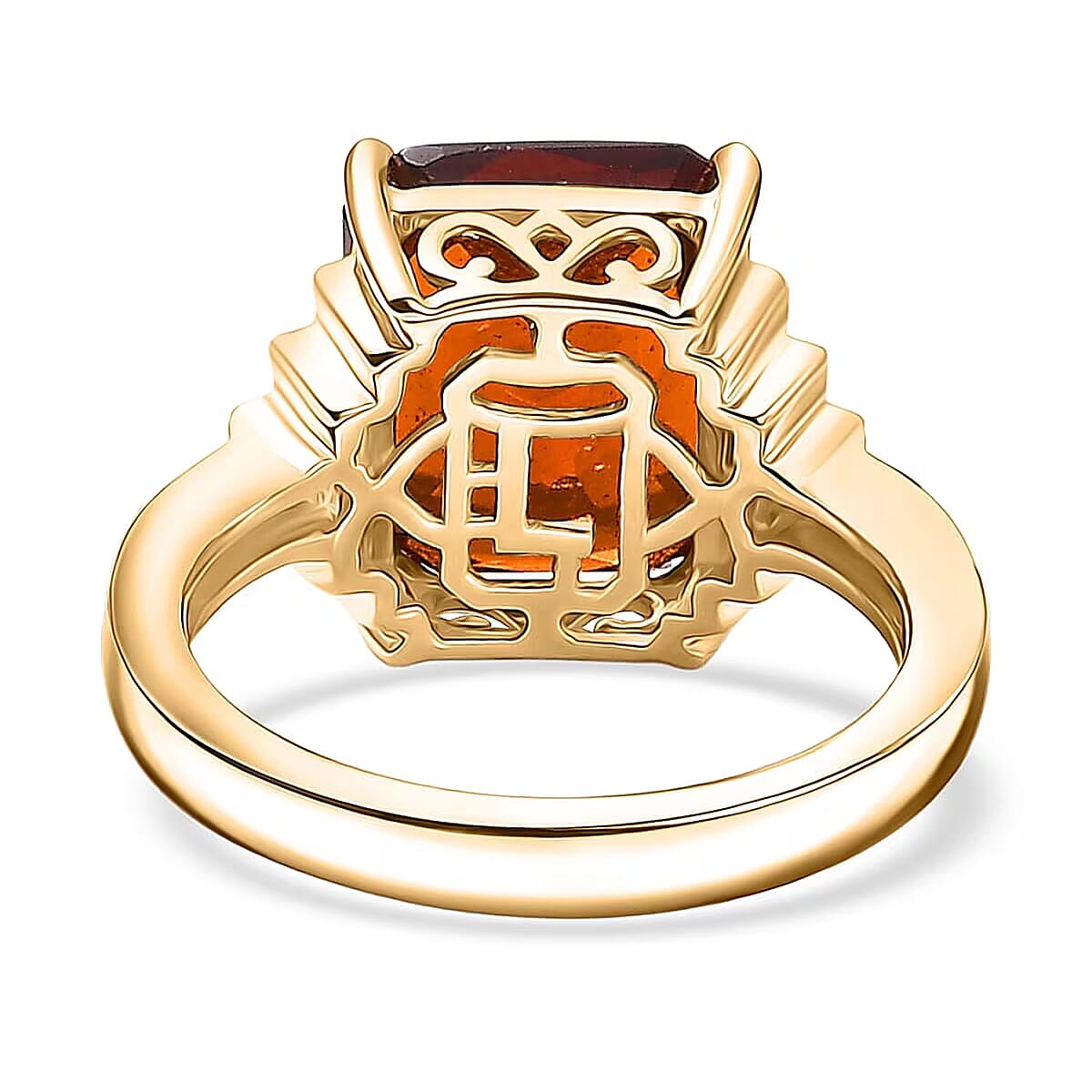 AAA Ceylon Honey Garnet, Lab Grown Diamond Crown Royale Ring in 10K Yellow Gold 9.25 ctw (Size 9.0) image number 6