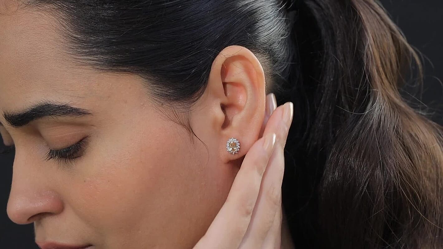 D'Joy Premium Imperial Garnet and Moissanite 1.40 ctw Sunburst Earrings in Rhodium Over Sterling Silver