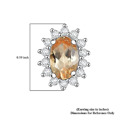 D'Joy Imperial Garnet, Moissanite Sunburst Earrings in Rhodium Over Sterling Silver 1.40 ctw