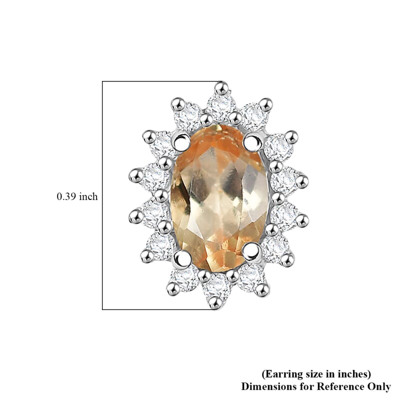 D'Joy Imperial Garnet, Moissanite Sunburst Earrings in Rhodium Over Sterling Silver 1.40 ctw