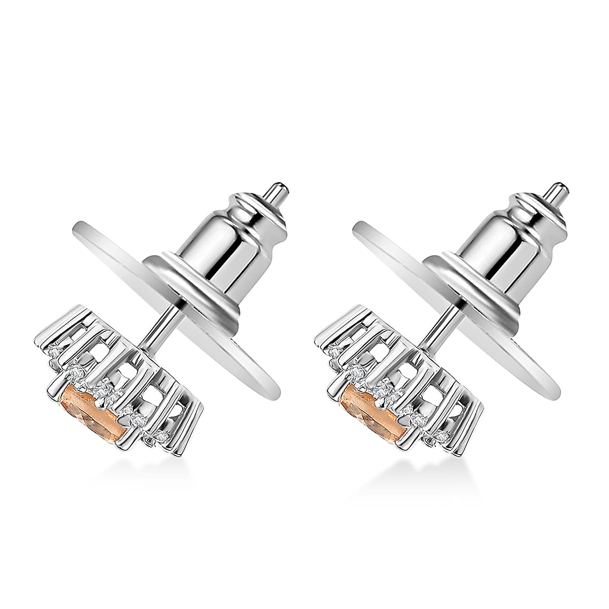 D'Joy Imperial Garnet, Moissanite Sunburst Earrings in Rhodium Over Sterling Silver 1.40 ctw image number 3