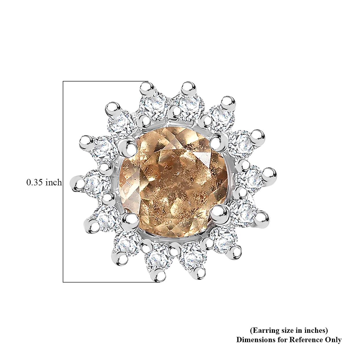 D'Joy Imperial Garnet, Moissanite Sunburst Earrings in Rhodium Over Sterling Silver 1.40 ctw image number 4