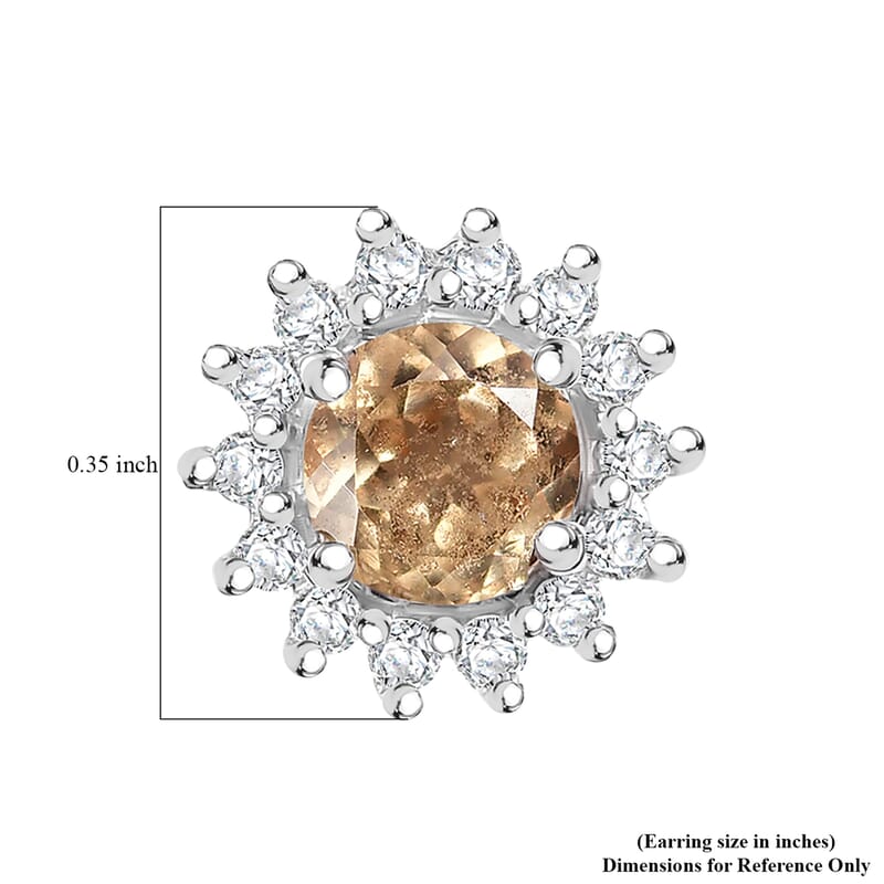 D'Joy Imperial Garnet, Moissanite Sunburst Earrings in Rhodium Over Sterling Silver 1.40 ctw