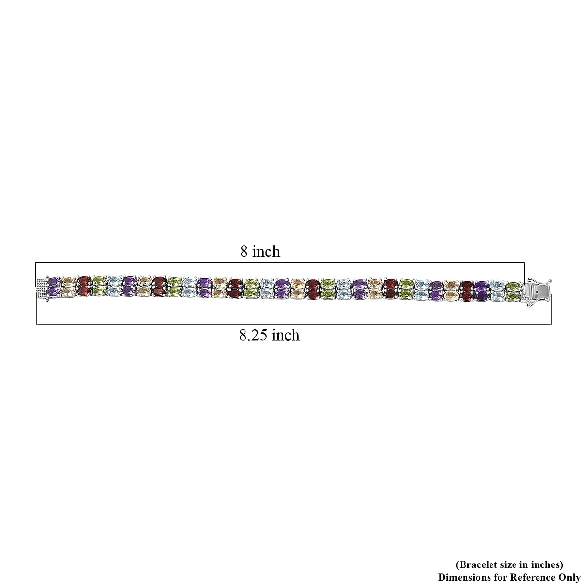 EverTrue Multi Gemstone 30.90 ctw Two Row Carpet Bracelet in Platinum Bond (8.00 In) image number 4
