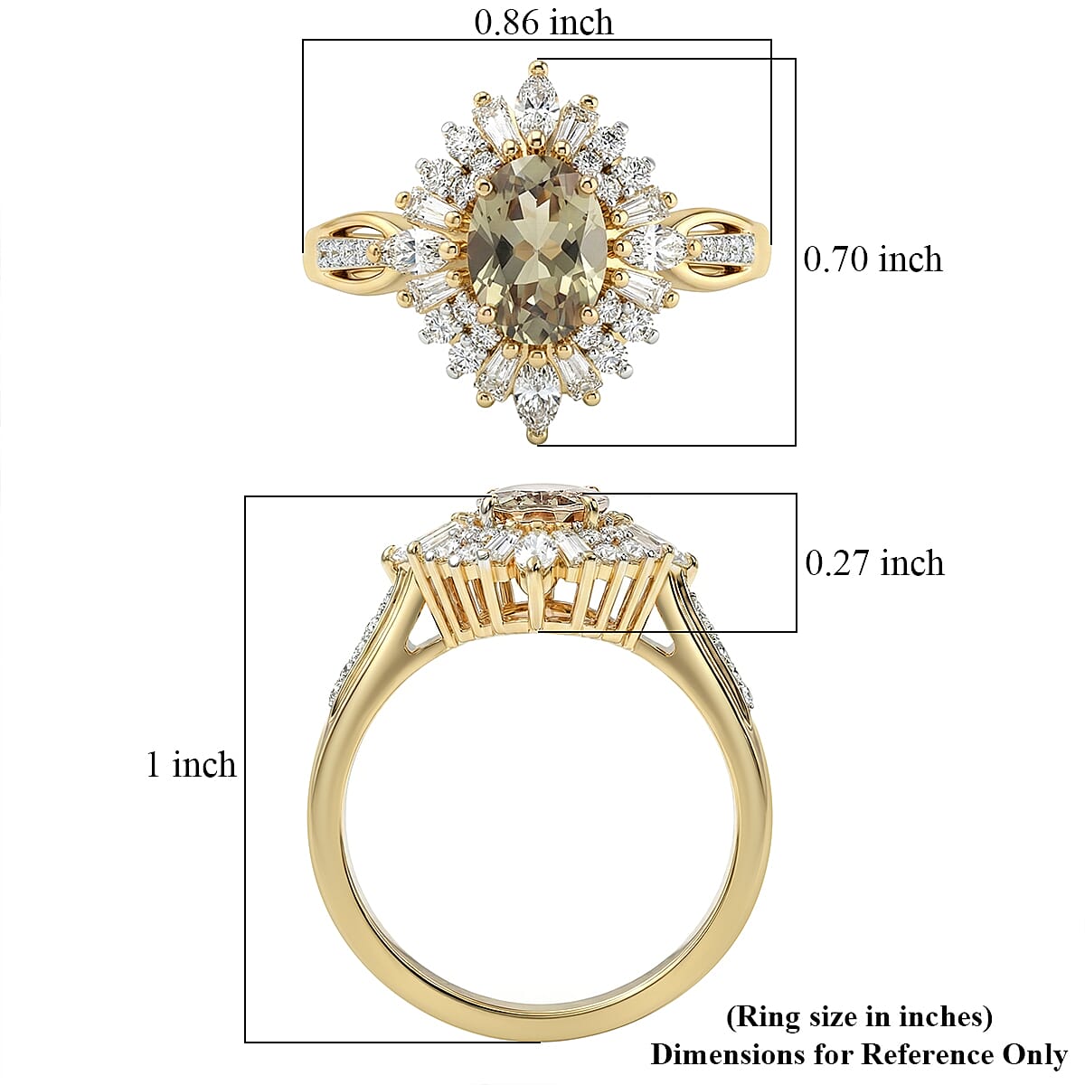 D'Joy AAA Turkizite and Moissanite 2.30 ctw Radiant Bloom Floral Ring in 18K Vermeil Yellow Gold Over Sterling Silver (Size 10.0)