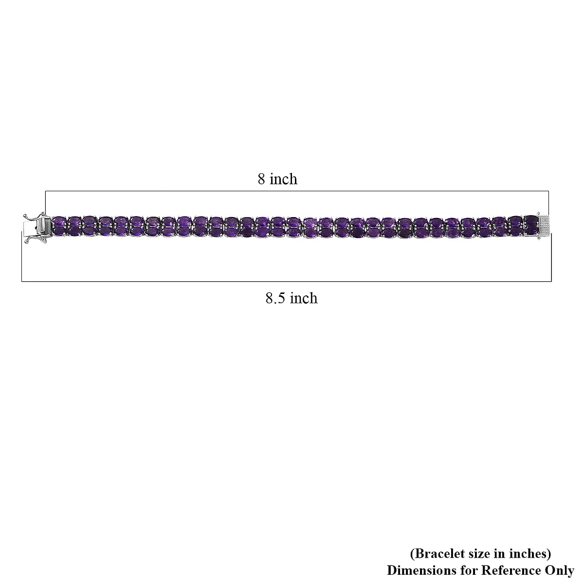 EverTrue African Amethyst 27.10 ctw Two Row Carpet Bracelet in Platinum Bond (8.00 In) image number 4