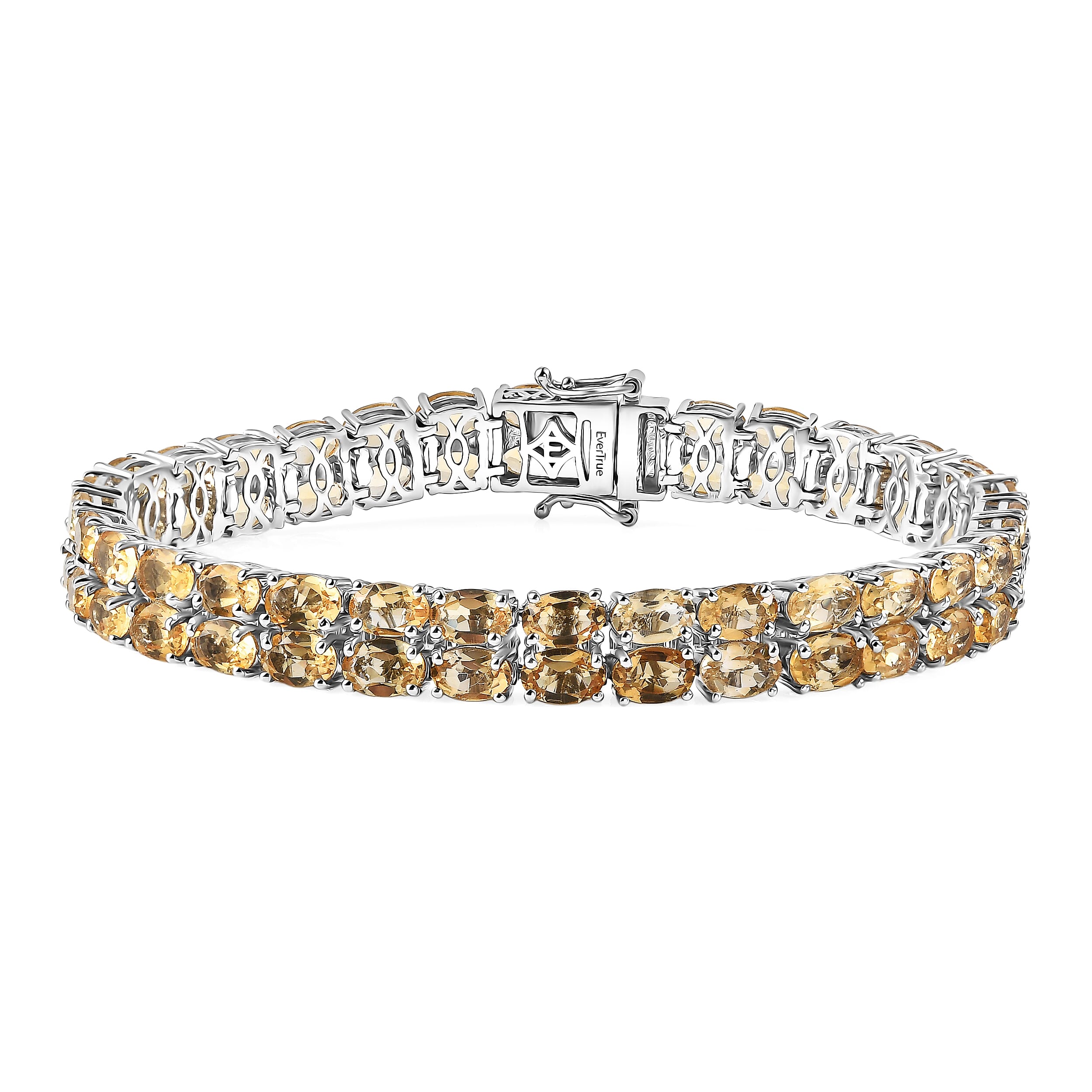 EverTrue African Amethyst Two Row Carpet Bracelet in Platinum Bond (6.50 In) 21.85 ctw
