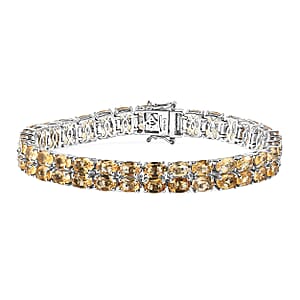 EverTrue Brazilian Citrine 27.10 ctw Two Row Carpet Bracelet in Platinum Bond (8.00 In)