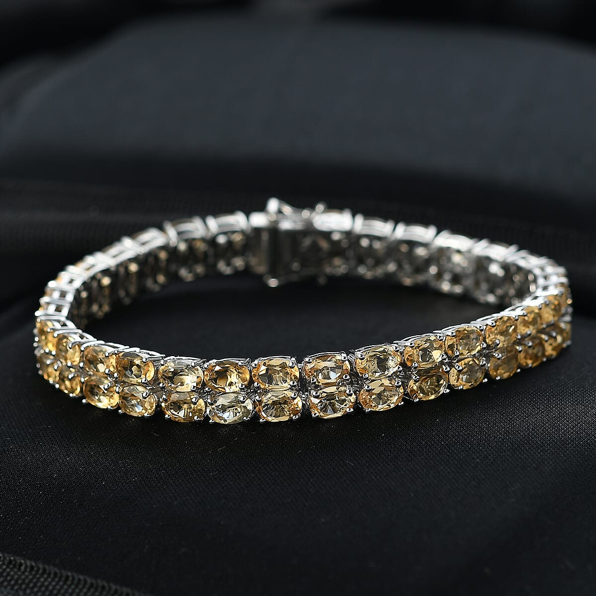 EverTrue Brazilian Citrine 27.10 ctw Two Row Carpet Bracelet in Platinum Bond (8.00 In) image number 1