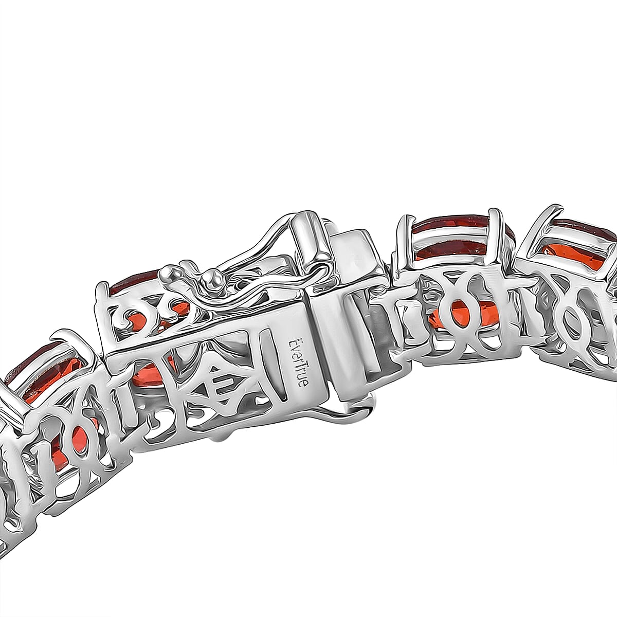 EverTrue Mozambique Garnet 36.35 ctw Two Row Carpet Bracelet in Platinum Bond (8.00 In) image number 3