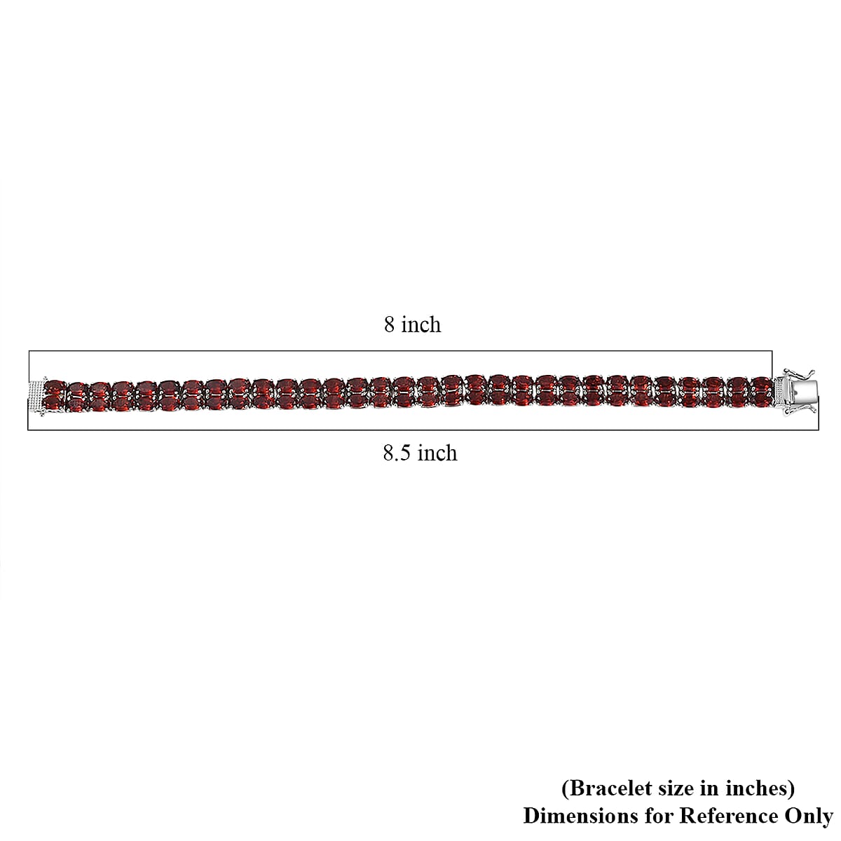 EverTrue Mozambique Garnet 36.35 ctw Two Row Carpet Bracelet in Platinum Bond (8.00 In) image number 4