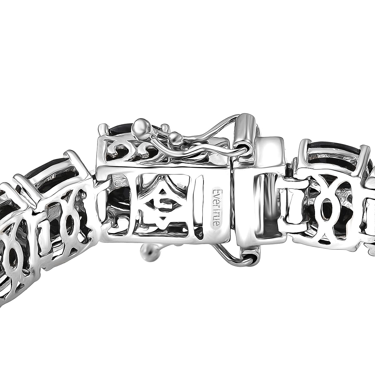 EverTrue Thai Black Spinel 34.50 ctw Two Row Carpet Bracelet in Platinum Bond (8.00 In) image number 3