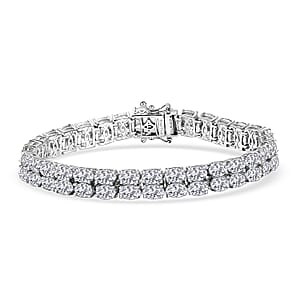 EverTrue White Topaz 37.25 ctw Two Row Carpet Bracelet in Platinum Bond (8.00 In)