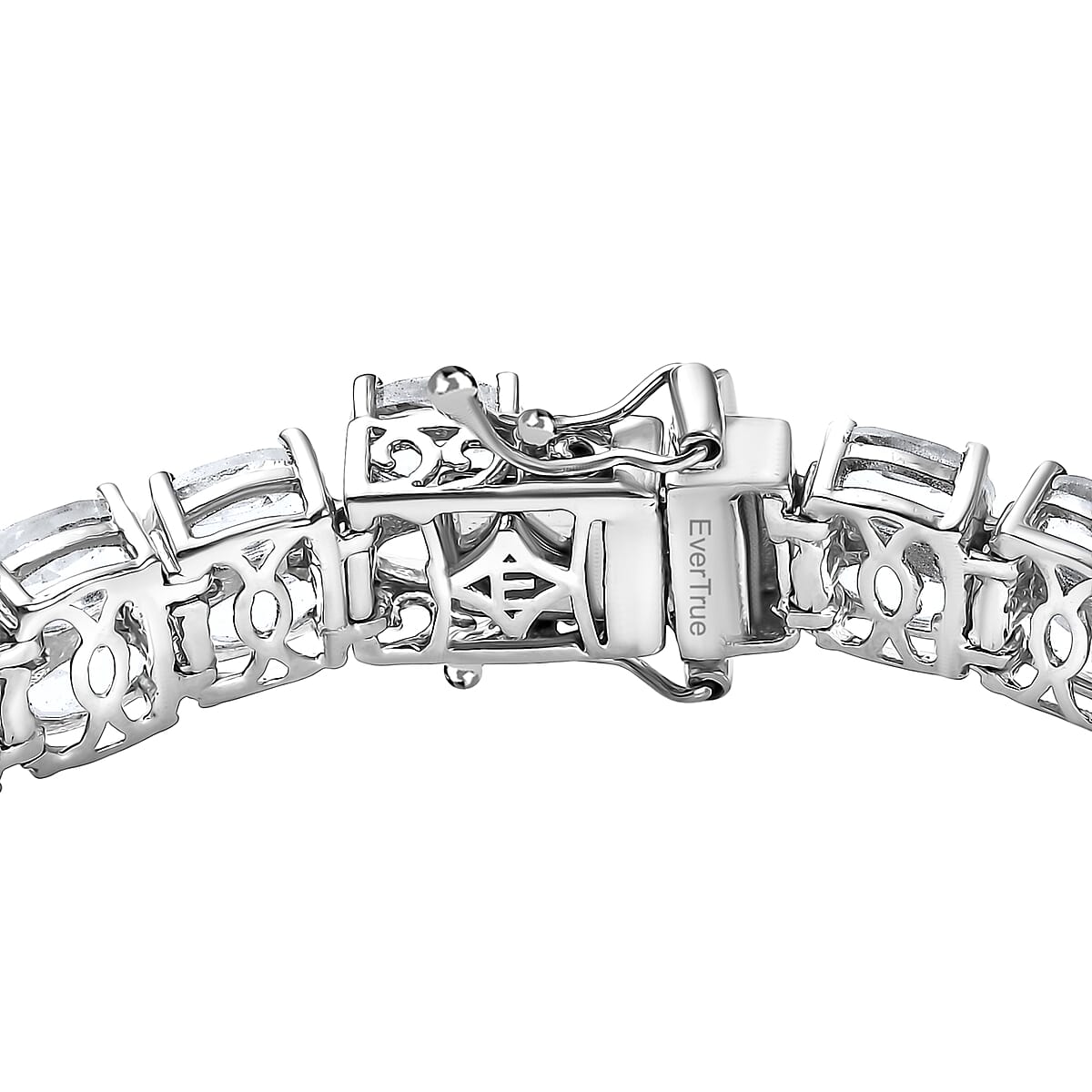 EverTrue White Topaz 37.25 ctw Two Row Carpet Bracelet in Platinum Bond (8.00 In) image number 3
