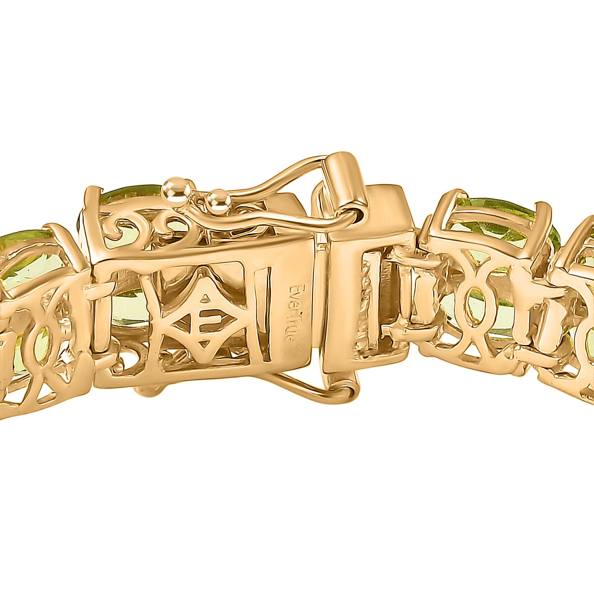 EverTrue Hebei Peridot 29.10 ctw Tow Row Carpet Bracelet in 18K YG Plated (8.00 In) image number 3