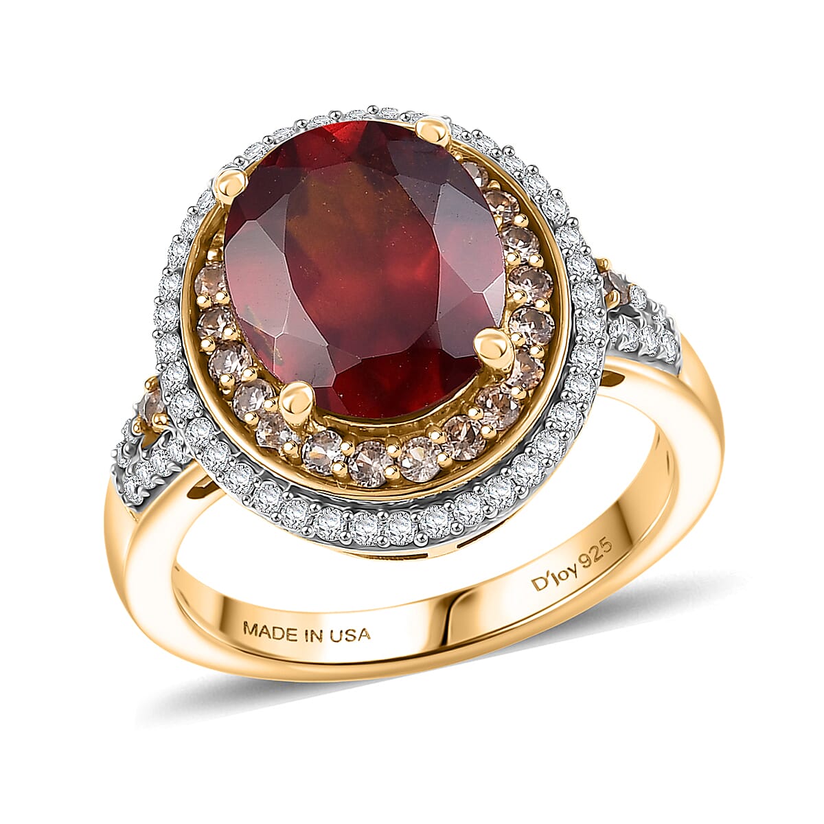 D'Joy AAA Ceylon Honey Garnet and Multi Gemstone 5.15 ctw Golden Dawn Ring in 18K Vermeil Yellow Gold Over Sterling Silver (Size 10.0) image number 0