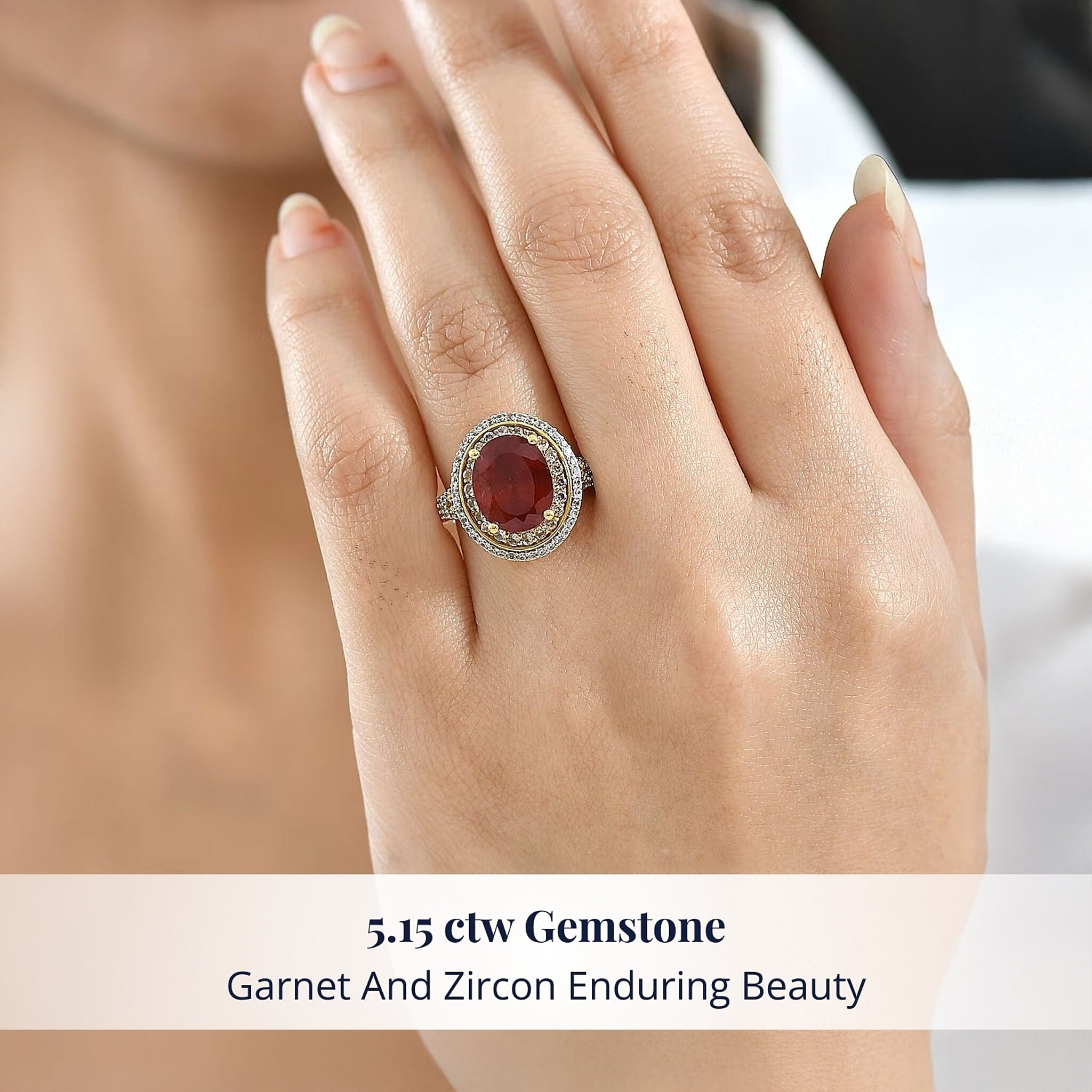 D'Joy AAA Ceylon Honey Garnet and Multi Gemstone 5.15 ctw Golden Dawn Ring in 18K Vermeil Yellow Gold Over Sterling Silver (Size 10.0)