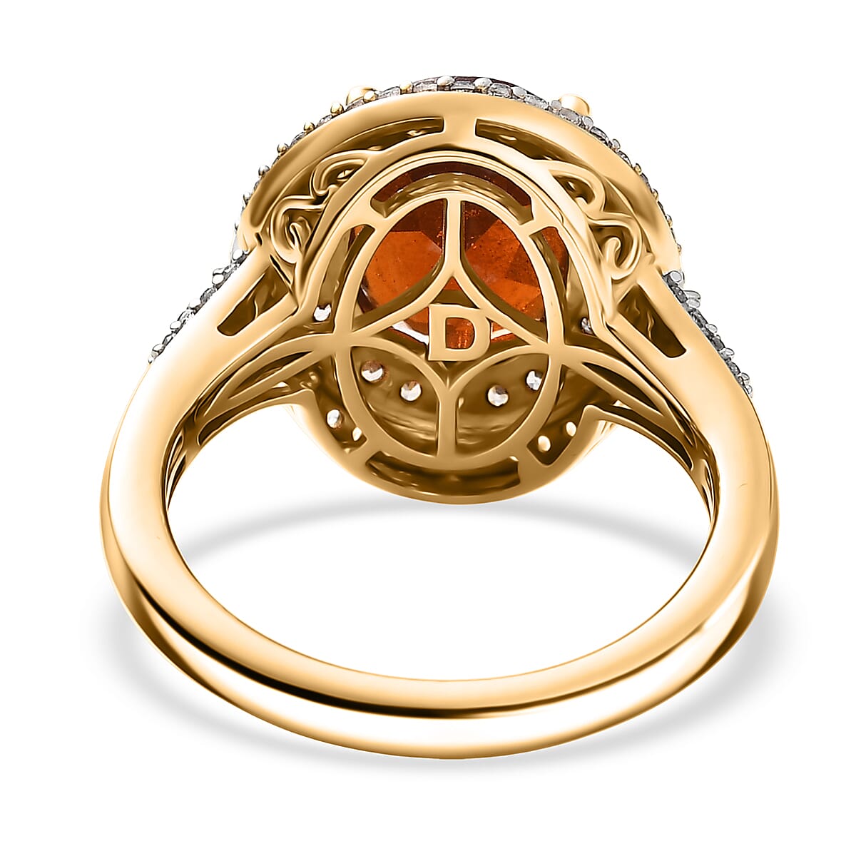 D'Joy AAA Ceylon Honey Garnet, Champagne and White Zircon Ring in 18K Vermeil YG Over Sterling Silver 5.15 ctw (Size 6.0) image number 4