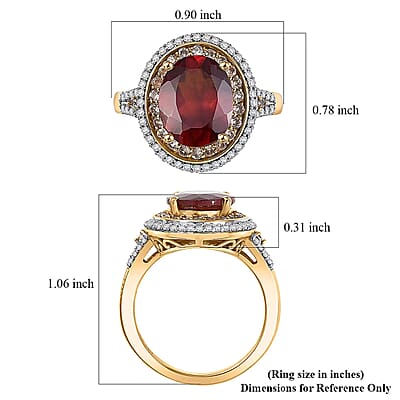 D'Joy AAA Ceylon Honey Garnet, Champagne and White Zircon Ring in 18K Vermeil YG Over Sterling Silver 5.15 ctw (Size 6.0)
