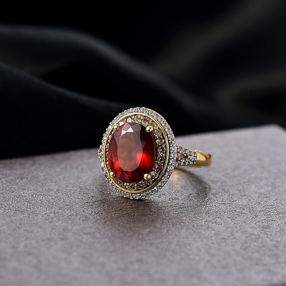 D'Joy AAA Ceylon Honey Garnet and Multi Gemstone 5.15 ctw Golden Dawn Ring in 18K Vermeil Yellow Gold Over Sterling Silver (Size 7.0) image number 1