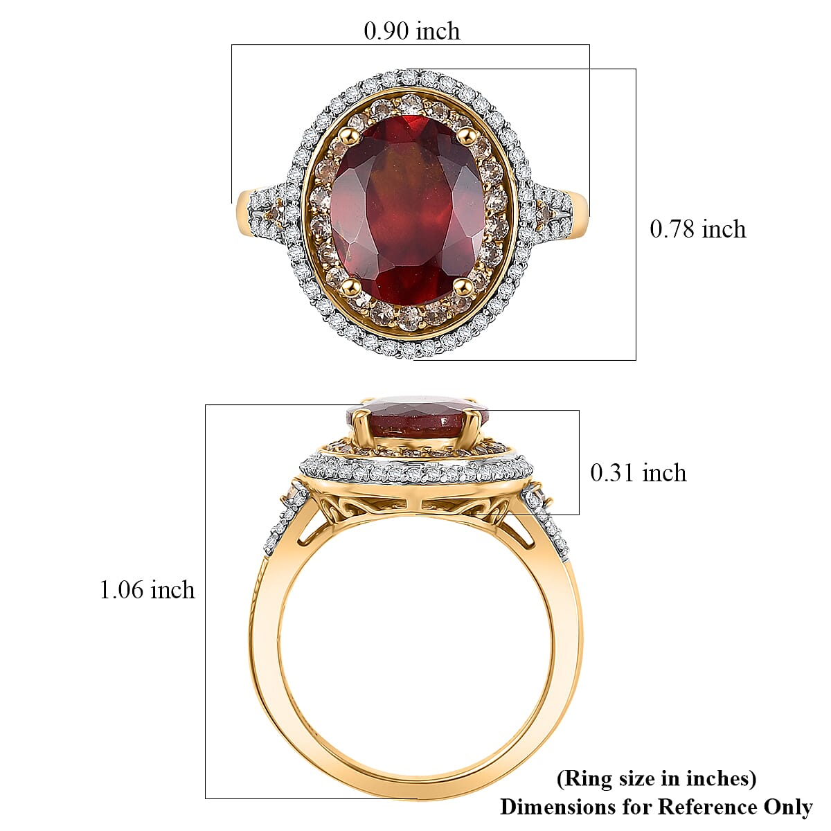 D'Joy AAA Ceylon Honey Garnet and Multi Gemstone 5.15 ctw Golden Dawn Ring in 18K Vermeil Yellow Gold Over Sterling Silver (Size 7.0) image number 5