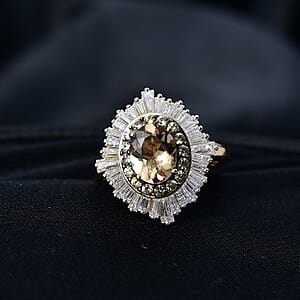 D'Joy Marialite, Multi Gemstone Sunburst Ring in 18K Vermeil YG Over Sterling Silver 3.35 ctw (Size 10.0)