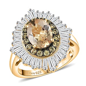 D'Joy Marialite, Multi Gemstone Sunburst Ring in 18K Vermeil YG Over Sterling Silver 3.35 ctw (Size 6.0)