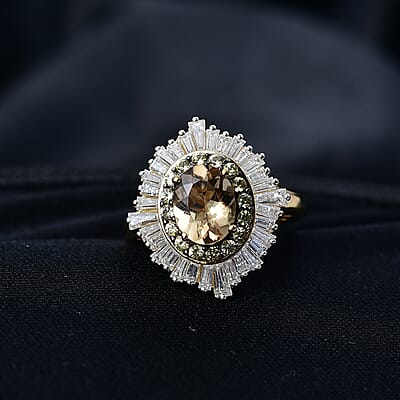 D'Joy Marialite, Multi Gemstone Sunburst Ring in 18K Vermeil YG Over Sterling Silver 3.35 ctw (Size 6.0)