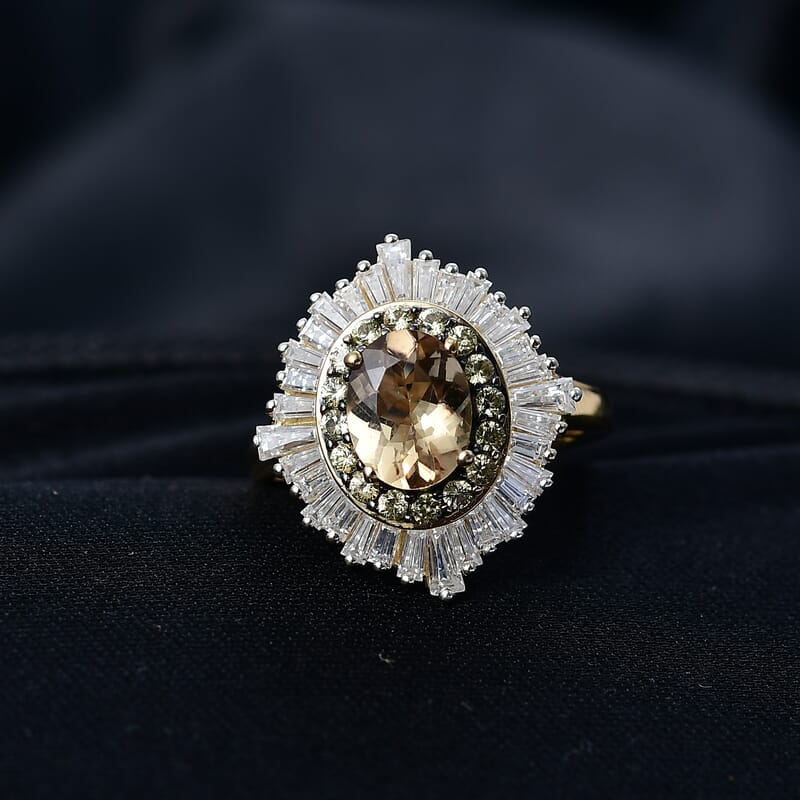 D'Joy Marialite, Multi Gemstone Sunburst Ring in 18K Vermeil YG Over Sterling Silver 3.35 ctw (Size 6.0)
