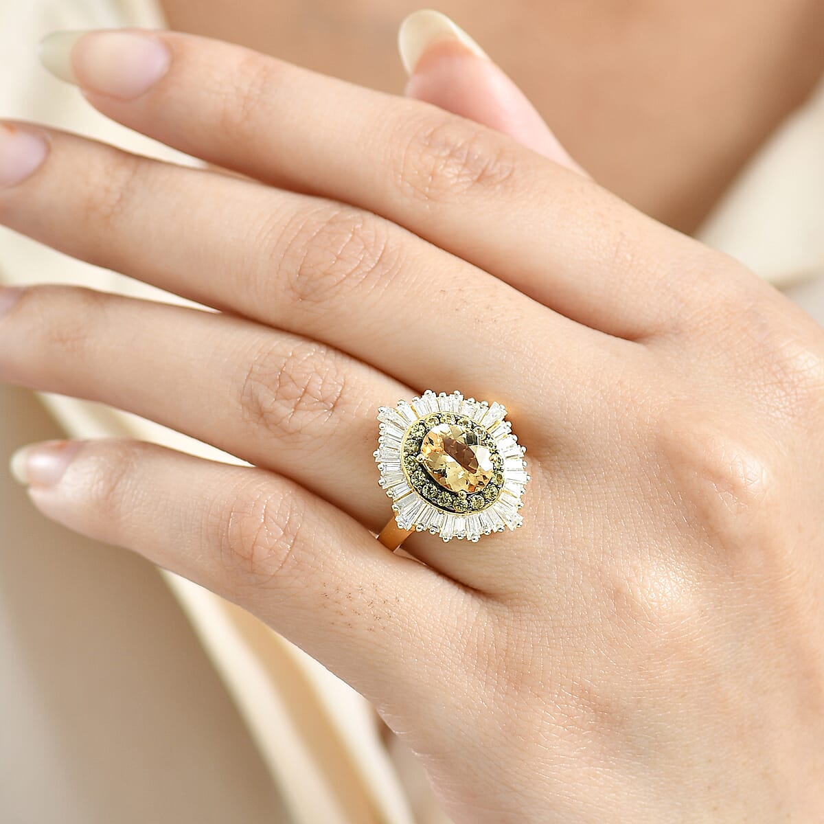 D'Joy Marialite, Multi Gemstone Sunburst Ring in 18K Vermeil YG Over Sterling Silver 3.35 ctw (Size 6.0) image number 2