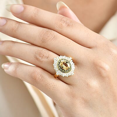 D'Joy Marialite, Multi Gemstone Sunburst Ring in 18K Vermeil YG Over Sterling Silver 3.35 ctw (Size 6.0)