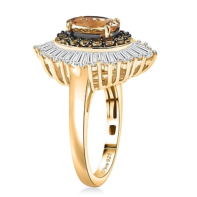 D'Joy Marialite, Multi Gemstone Sunburst Ring in 18K Vermeil YG Over Sterling Silver 3.35 ctw (Size 6.0)