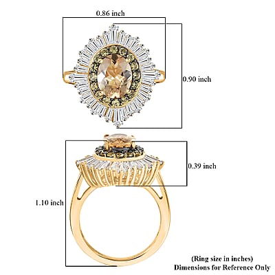 D'Joy Marialite, Multi Gemstone Sunburst Ring in 18K Vermeil YG Over Sterling Silver 3.35 ctw (Size 6.0)