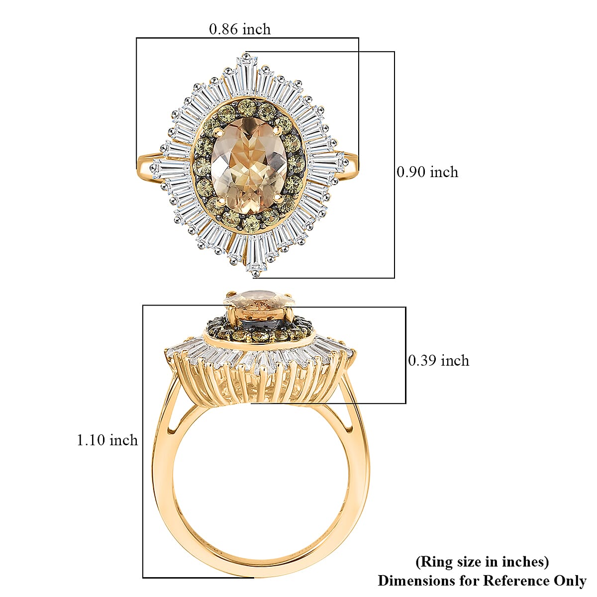 D''Joy Premium Marialite and Multi Gemstone 3.35 ctw Art Deco Sunburst Ring in 18K Vermeil Yellow Gold Over Sterling Silver (Size 7.0) image number 5