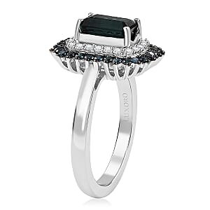 Luxoro AAA Pirineu Lagoon Tourmaline, Blue Diamond, Diamond (I2) Ring in 10K White Gold 2.20 ctw (Size 10.0)