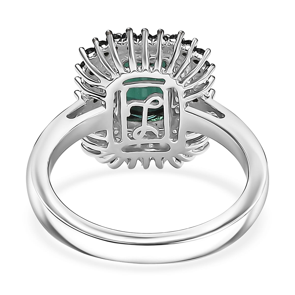 Luxoro AAA Pirineu Lagoon Tourmaline, Blue Diamond, Diamond (I2) Ring in 10K White Gold 2.20 ctw (Size 10.0) image number 4