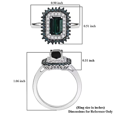Luxoro AAA Pirineu Lagoon Tourmaline, Blue Diamond, Diamond (I2) Ring in 10K White Gold 2.20 ctw (Size 10.0)