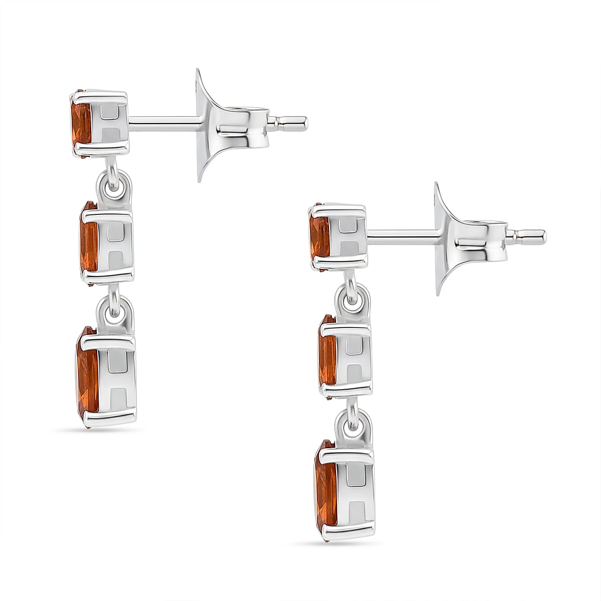 D'Joy Premium Ceylon Hessonite Garnet 2.15 ctw Earrings in Platinum Over Sterling Silver