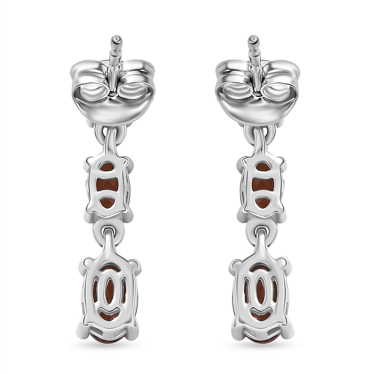 D'Joy Premium Ceylon Hessonite Garnet 2.15 ctw Earrings in Platinum Over Sterling Silver