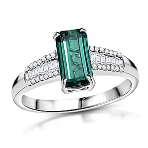 Luxoro AAA Pirineu Lagoon Tourmaline, Diamond Ring in 14K White Gold 2.10 ctw (Size 5.5)