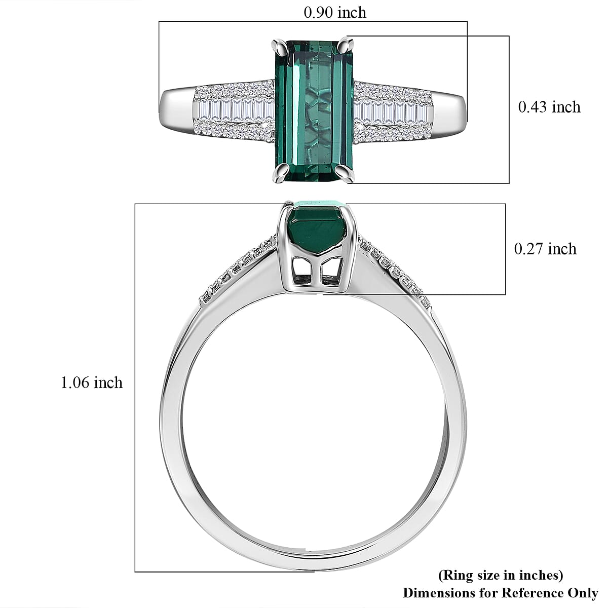Luxoro 14K White Gold AAA Pirineu Lagoon Tourmaline, Diamond (I2) (0.21 cts) Ring (Size 10.0) 2.10 ctw image number 5