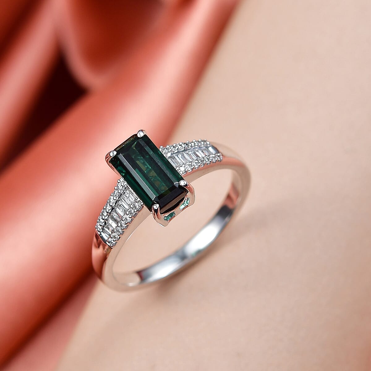 Luxoro AAA Pirineu Lagoon Tourmaline and Diamond I2 2.10 ctw Ring in14K White Gold (Size 9.0) image number 1