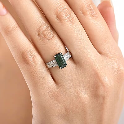 Luxoro AAA Pirineu Lagoon Tourmaline, Diamond Ring in 14K White Gold 2.10 ctw (Size 9.0)